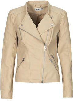 Only Beige Leren Jas Vrouwen Onlava Beige Dames
