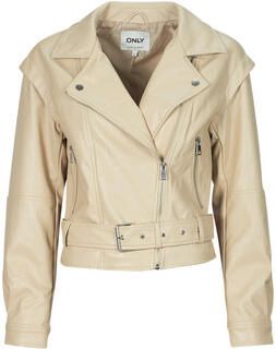 Only Beige Leren Jas Vrouwen Raven Beige Dames