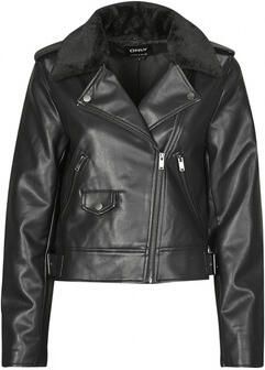 Only Zwarte leren jas vrouwen Onlvilhelma Black Dames