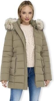 Only Shaped fit gewatteerde lange jas met imitatiebont model 'NEWLUNA'