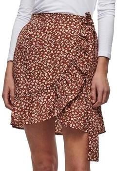 ONLY gebloemde wikkelrok ONLOLIVIA roodbruin zwart gebroken wit - Foto 5