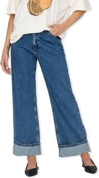 ONLY high waist wide leg jeans ONLHOPE medium blue denim