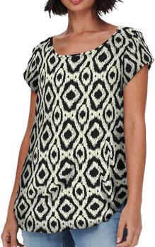 ONLY blousetop ONLNOVA met all over print en open detail ecru zwart