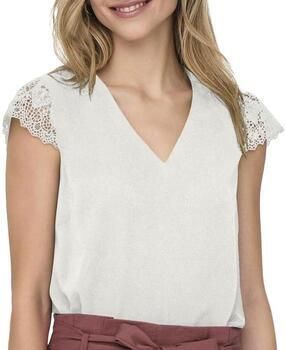 Only Shirt met korte mouwen ONLELVA FR S S LACE V-NECK TOP CS PTM