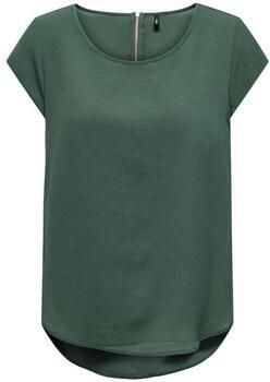 Only Blouse met korte mouwen ONLVIC – Vrouwelijke blouseshirt in losse vorm regular fit web kunstvezel ronde hals effen