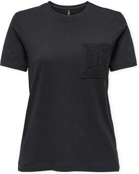 Only T-shirt Korte Mouw Top Enja Life Pocket Black