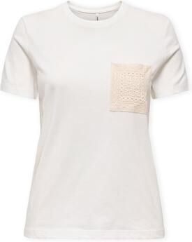 Only T-shirt Korte Mouw Top Enja Life Pocket Cloud Dancer