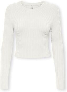 Only Crop Long Sleeve O-Neck Sweater Women White Dames