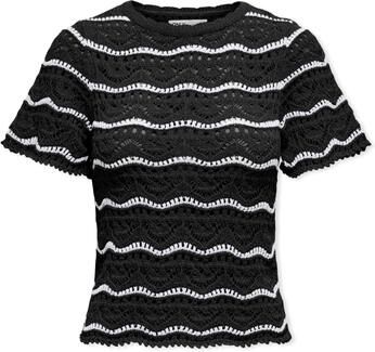 Only Trui met korte mouwen ONLANNASOFIA LIFE SS STRIPE O-NECK KNT