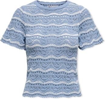 Only Trui met korte mouwen ONLANNASOFIA LIFE SS STRIPE O-NECK KNT