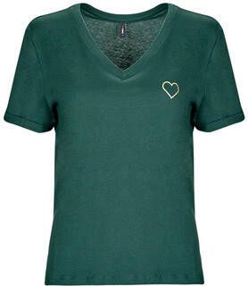 Only T-shirt Korte Mouw ONLKITA S S V-NECK HEART TOP BOX CS JRS