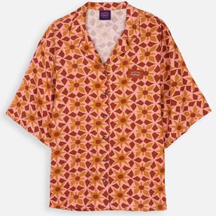 Oxbow Overhemd Bedrukt viscose linnen overhemd AZULEJO