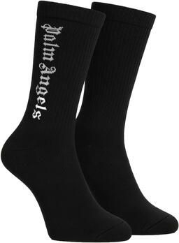 Palm Angels Gothic Logo Zwarte Lange Sokken Zwart Unisex - Foto 6