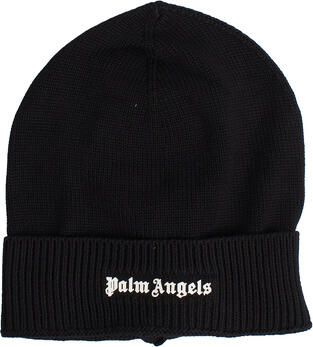 Palm Angels Katoenen beanie met logo Zwart