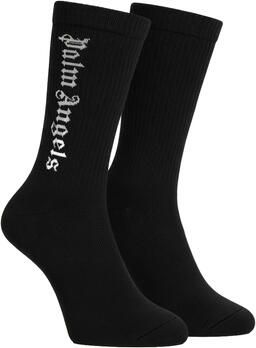 Palm Angels Gothic Logo Zwarte Lange Sokken Zwart Unisex