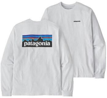 Patagonia T-Shirt Lange Mouw T-shirt P-6 Responsibili-tee blanc
