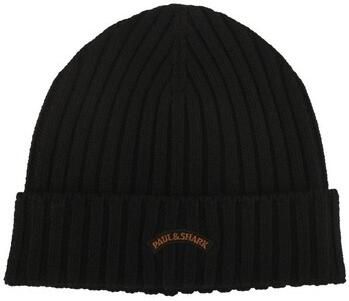 PAUL & SHARK Wollen Logo Geborduurde Beanie Black Heren