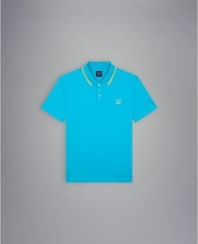PAUL & SHARK polo wijde fit blauw effen gele logo - Foto 2
