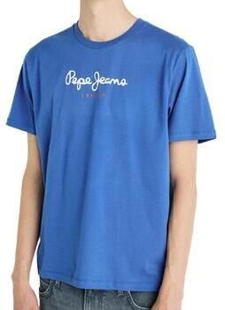 Pepe Jeans Blauw Katoenen T-Shirt met Print Logo Blue Heren