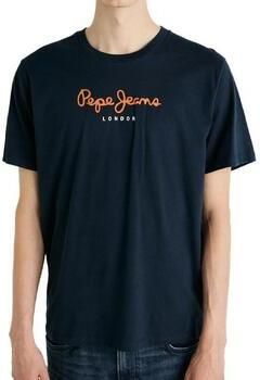 Pepe Jeans Blauw Katoenen T-Shirt met Print Logo Blue Heren