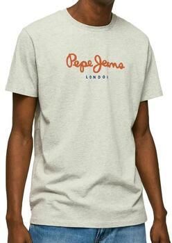 Pepe Jeans Grijze Katoenen T-shirt met Print Logo Gray Heren