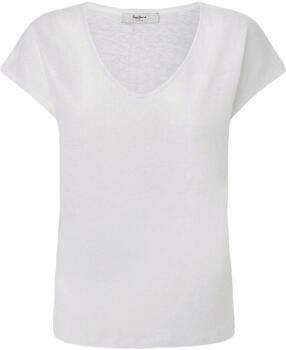 Pepe Jeans Lottie Linnen T-shirt White Dames