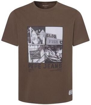 Pepe Jeans Fish&Chips Fotoprint T-shirt Brown Heren