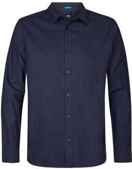 Petrol Industries linnen casual overhemd blauw