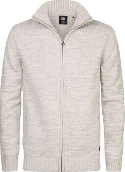 Petrol Industries gemêleerd fijngebreid vest met ingebreid patroon grijs