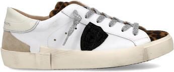 Philippe Model Korte Broek PRLD VXA2 PRSX LOW WOMAN-VEAU MIXAGE ANIMALIER BLANC
