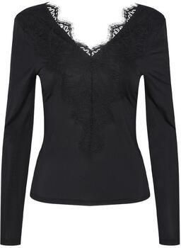 Pieces Shirt met lange mouwen en kant model 'ILU'