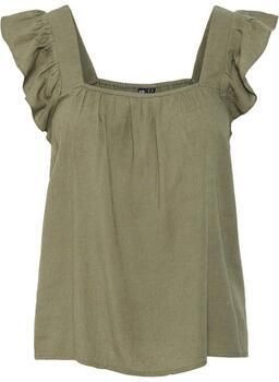 Pieces regular fit blousetop van mix van katoen en linnen model 'PIA' - Foto 3