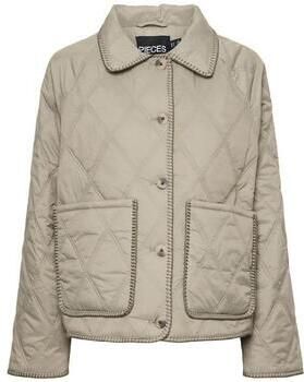 Pieces Regular fit gewatteerd jack met naden met statement op de zomen model 'NAIMA'