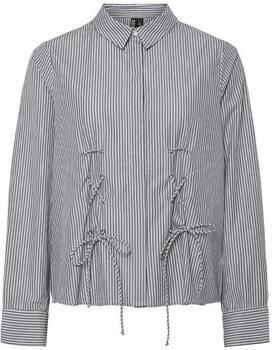Pieces Regular fit blouse met lange mouwen en korsetsluiting met veters model 'FABRIELLA'