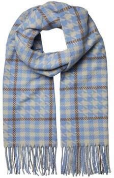 PIECES geruite sjaal met franjes PCSELINA blauw beige