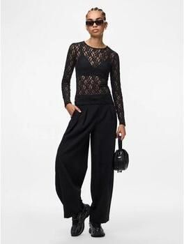 Pieces Slim Fit shirt met lange mouwen met ronde hals model 'HAZEL' - Foto 6