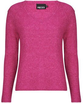 Pieces Regular fit gebreide pullover met V-hals model 'ELLEN
