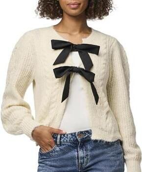 PIECES vest met wol ecru zwart