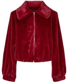 Pieces Boxy fit jack van imitatiebont met platte kraag model 'FRANCES'