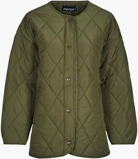 PIECES quilted gewatteerde tussenjas groen PCSTELLA - Foto 1