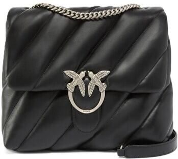 Pinko Gewatteerde leren schoudertas met Love Birds detail Black Dames - Foto 5