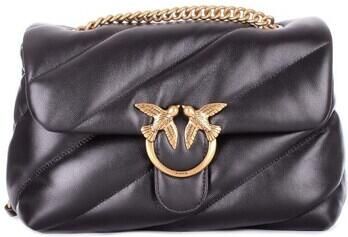 Pinko Leren schoudertas met afneembare kettingriem Black Dames - Foto 16