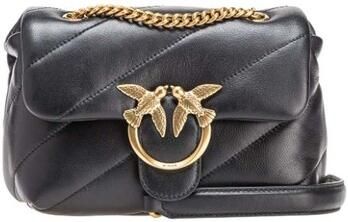 Pinko Leren schoudertas met afneembare kettingriem Black Dames