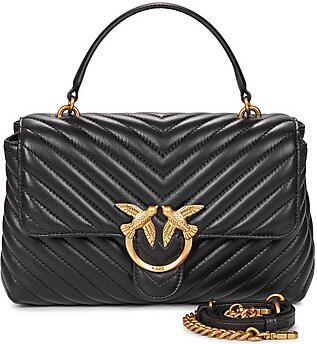 Pinko Klassieke Sheep Nappa Chevron Gewatteerde Handtas Black Dames