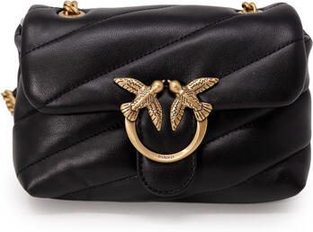 Pinko Zwarte schoudertas van schapenleer met goudkleurige hardware Black Dames - Foto 13