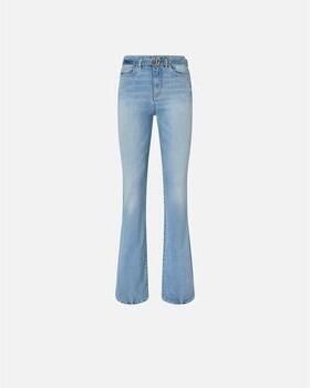 Pinko Blauwe Flared Vintage Jeans met Love Birds Gesp Blue Dames