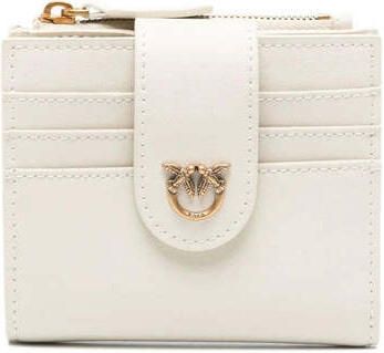 Pinko Compact leren damesportemonnee Beige Dames