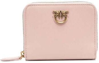 Pinko Vierkante ritssluiting portemonnee met Love Birds Diamond Cut plaque Pink Dames