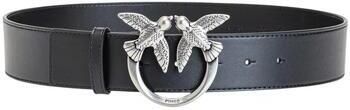 Pinko Stijlvolle Zwarte Leren Riem met Zilverkleurige Hardware Black Dames