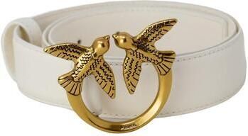 Pinko Hoog Taille Zacht Leren Riem met Love Birds Diamond Cut Gesp Wit Dames - Foto 6